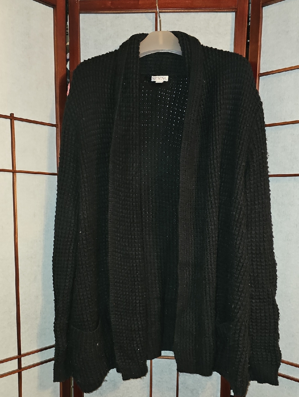 Merona Black Waffle Knit Cardigan